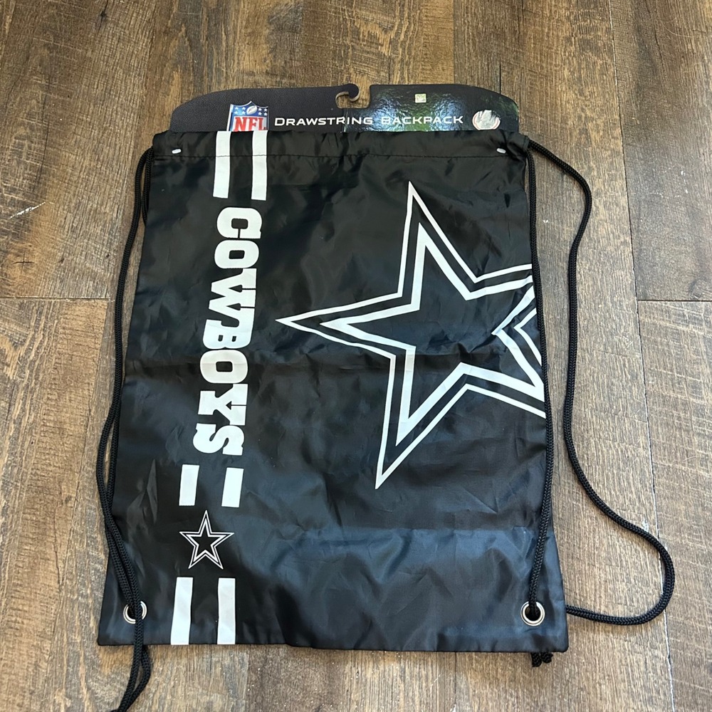 NFL Dallas Cowboys Drawstring Backpack Black White Cinch Bag FOCO‎ New